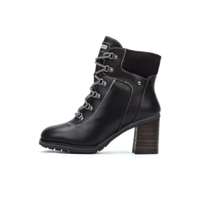 Image of Pompeya Calfskin Leather Women&#039;s Zip Up Stack Heeled Boots