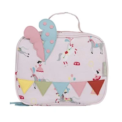 Image of Sophie Allport Fairground Ponies Kids Lunch Bag, Insulated, Carry Handle, Wipe Clean School or Nursery Packed Cool Bag for Girls
