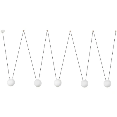 Image of Mine 5 Light Ceiling Pendant White, Wood, E27