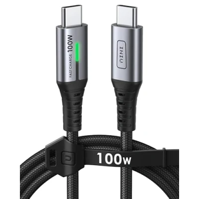 Image of INIU USB C to Charger Cable, [Black, 1m] 100W PD3.0 Type Cable Fast Charging, Phone Data Lead for MacBook Pro iPad Air 15 Samsung S23 S22 S21 Ultra Pixel 7 6 Switch