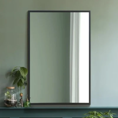 Image of The Artus Black Aluminium Edged Wall Mirror 16&quot; X 24&quot; (40CM 60CM)