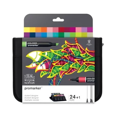 Image of Winsor &amp; Newton, Promarker, Student Designer Wallet, Set of 24, Alcohol Based Dual Tip Markers