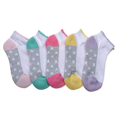 Image of 5 pairs of Stars Design Girls Trainer socks Cushioned Foot