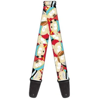 Image of Buckle Down Comedy Central Guitar Strap, South Park Cartman Expressions Stacked, 2 Inches Wide, Multi color, 2&quot; Wide 29 54&quot; Length