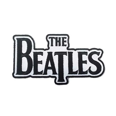 Image of The Beatles Patch Classic Drop T Band Logo Black Official Die Cut Sew On Taglia unica