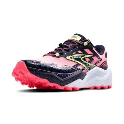 Image of Brooks Women&#039;s Caldera 7 Sneaker, Pink Peacoat Sunny Lime, 4.5 UK