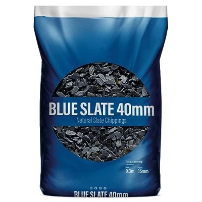 Image of UNIQUE HOME LIVING Decorative Stone Chippings Rock SLATE Garden Patio Gravel Aggregates Pathway Driveway Natural Stones Pebbles BLUE 20 40mm