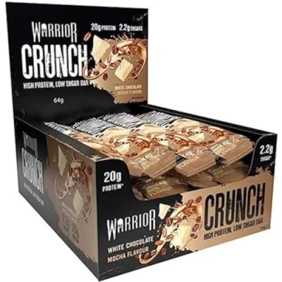 Image of Warrior, CRUNCH High Protein Bars 20g Each Bar 12 Pack x 64g (White Choc Mocha)