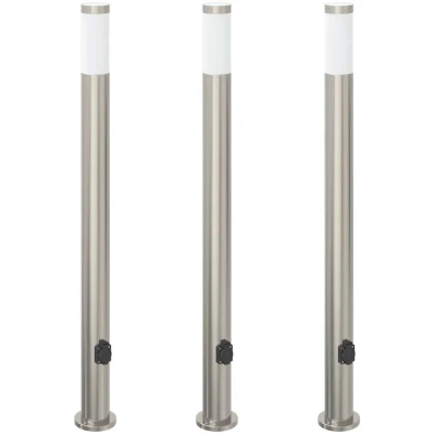 Image of vidaXL Bollard Lights with Outlet 3pcs 110 cm Stainless Steel IP44