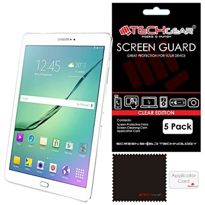 Image of TECHGEAR [Pack of 5] Screen Protectors for Samsung Galaxy Tab S2 9.7 Inch (SM T810 / SM T815) Ultra Clear Lcd Protector Guard Covers With Cleaning Cloth &amp; Application Card