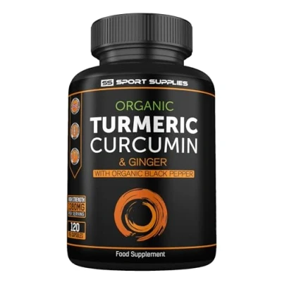Image of Organic Turmeric Capsules High Strength and Black Pepper with Active Curcumin Ginger 1380mg Advanced Tumeric Each 120 Veg Capsule is