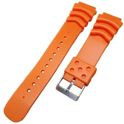 Image of Heavy Duty Orange Rubber Divers Watch Strap 20mm Compatible with Seiko Z20