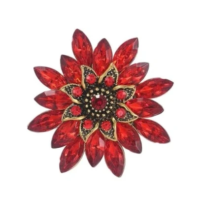 Image of OXOAMP Fashion Brooch Crystal Rhinestone Flower Pins Dress Accessories Jewelry for Women Pin