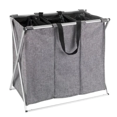 Image of WENKO Trio Grey Mottled Laundry Basket 130 L Polyester 63 x 57 38 cm
