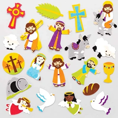 Image of Baker Ross Holy Week Foam Stickers Pack of 120, Christian Crafts for Kids (AT574)