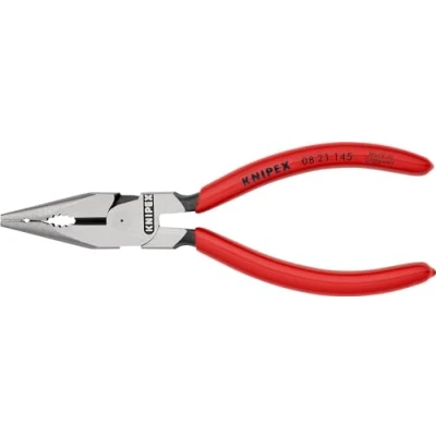 Image of Knipex Needle Nose Combination Pliers black atramentized, plastic coated 145 mm (self service card/blister) 08 21 SB