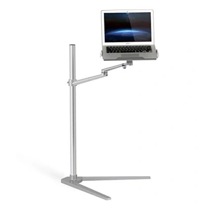 Image of Thingy Club 3 in 1 360º Rotating Height Adjustable Laptop Stand/Ipad Pro 12.9&quot;/iPAD Air/iPAD mini/other 4&#039; 13&#039; Tablet and Smartphone Bed floor Stand for (12 17 inch) (Silver)