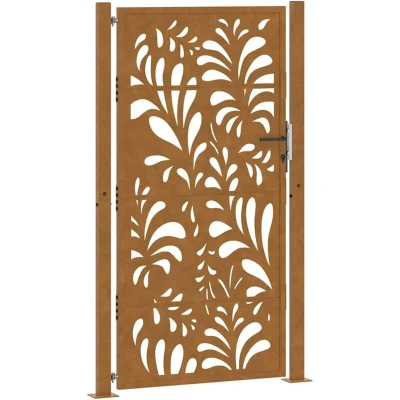 Image of vidaXL Garden Gate 105x180 cm Weathering Steel Wave Design