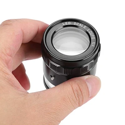 Image of Dilwe 8 LED 10X Magnifier Loupe, High Definition Adjustable Magnifying Glass Scale Portable Jewelers Eye Loupe