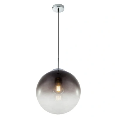 Image of Varus 30cm Globe Pendant Ceiling Light Chrome Glass Shade 1x E27