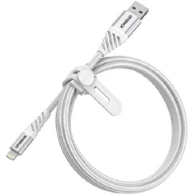 Image of OtterBox Premium Reinforced Braided USB A to Lightning Cable, MFi Certified, Charging Cable for iPhone and iPad, Ultra Rugged, Bend Flex Tested, 1M, White