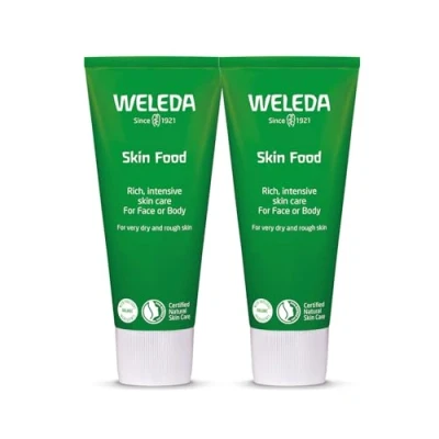 Image of Weleda Skin Food Twin Pack, Dry Moisturiser, Moisturising Cream &amp; Primer, Face Body, For Men Women, Multiple Uses, 100% Certified Natural, Organic, 2 x 75ml