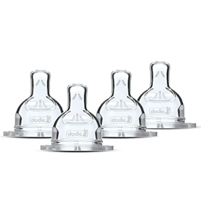 Image of Dodie Set of 4 Flat Anti Colic Feeling Nipples 3 Flow Fast