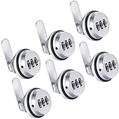 Image of 6 Pieces Security Combination Cam Lock Silver Coded Cabinet Metal Locks Bright Chrome Zinc Alloy Password for Deposit Box