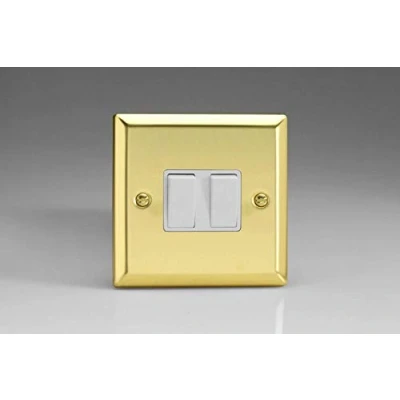 Image of Varilight 2 Gang (10A Intermediate Switch + 10A 1 or Way Rocker Light Switch) Victorian Brass XV71W