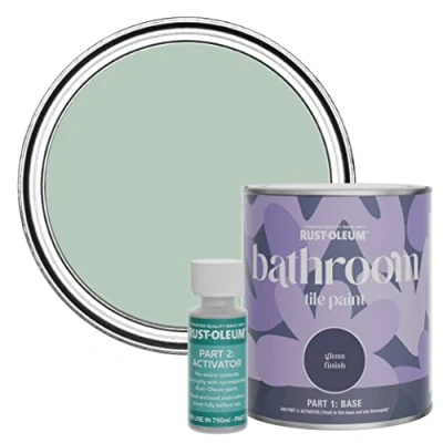 Image of Rust Oleum Green Water Resistant Bathroom Tile Paint in Gloss Finish Leaplish 750ml