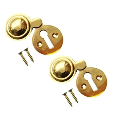 Image of TERF® Polished Brass Victorian Escutcheon Covered 35mm Keyhole Cover including Fixing Screw Pack of 2