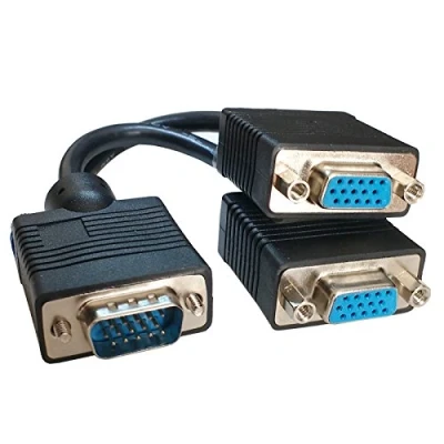 Image of Aquarius Computer Supplies Monitor VGA SVGA Y Dual Splitter Cable Lead Adaptor Converter BLACK