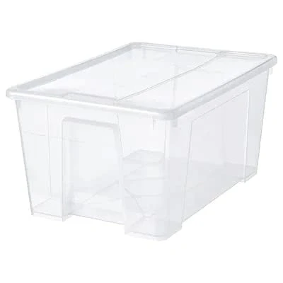 Image of SAMLA Box with lid, transparent 57x39x28 cm/45 l + FREE FINCHLEY REFILL PEN (1)