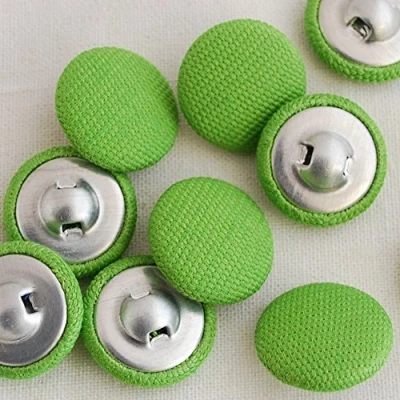 Image of 10 Fabric Covered Buttons Green 2cm