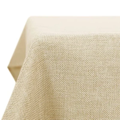 Image of Deconovo Faux Linen Tablecloth Rectangle Water Resistant and Spill Table Cloth for Dinning 54x79in(137x200cm) Beige