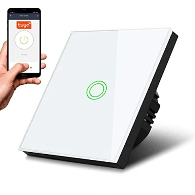 Image of Maclean Smart WiFi 2 fold Touch Light Switch Compatible with Tuya APP Wall Glass Color Changing LED Backlight Recessed (1 square, White)
