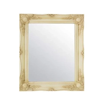 Image of 26INCH x 22INCH LARGE IVORY ANTIQUE DESIGN Ornate DRESS Wall Mirror NEW Beautiful Shabby Chic Over Mantle Big