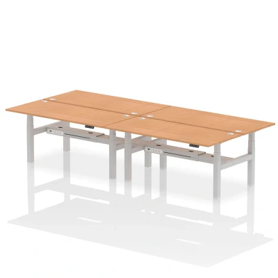 Image of Air B2B 1800x800mm Height Adjustable 4P Bench Desk CP Oak/Silver