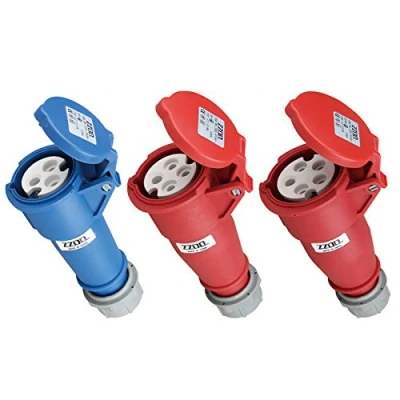 Image of Red Industrial Plug &amp; Sockets IP44 5Pin 16A Site Wall Socket Waterproof Connector (5Pin Connector)