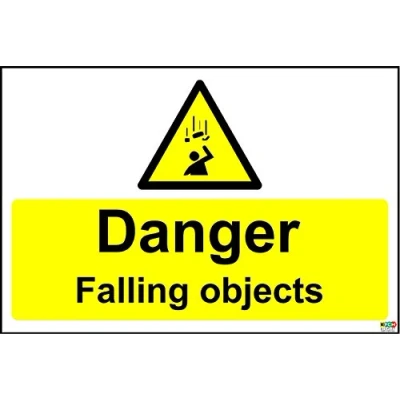 Image of Danger Falling Objects Safety Sign 1.2mm Rigid Plastic 400mm x 300mm