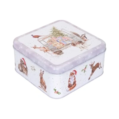 Image of Wrendale Designs &#039;Winter Woodland&#039; Woodland Animal Christmas Square Tin