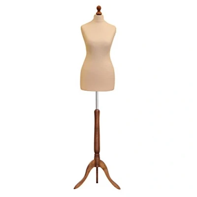 Image of Tailors Dummy Size 14/16 Female Dressmakers Fashion Mannequin Students Cream With Darkwood Stand