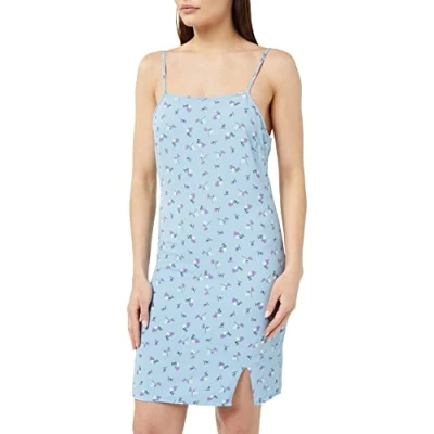 Image of Noisy may Women&#039;s Nmclara Strap Short Dress S, Cerulean/AOP:Flower, L