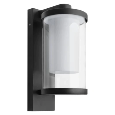 Image of Garden Outdoor LED Wall Lantern Opal Diffuser Black Porch Light Cylindrical Glass Lamp Shade 4w Warm White ZLC379