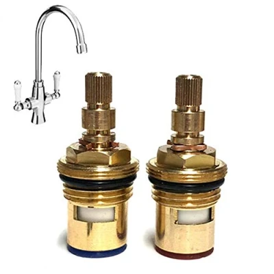 Image of Tap Cartridge (Pair) Compatible with Victorian Plumbing Dual Lever Traditional Kitchen KTAP4 32 Spline