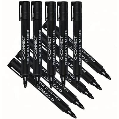 Image of Q Connect Bullet Tip Permanent Marker Black (Pack of 10)