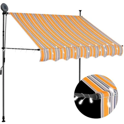 Image of vidaXL Manual Retractable Awning with LED 100 cm Yellow and Blue