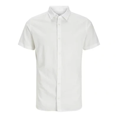 Image of JACK &amp; JONES Men&#039;s Jjebreeze Shirt Ss Sn Short Sleeved, White, XS