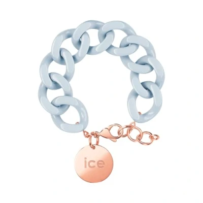 Image of ICE Jewellery chain bracelet Pastel blue rose gold Chunky for women in colour with a medal (020920)