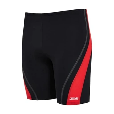 Image of Zoggs Mens Ecolast + Eaton Mid Jammer, Black Red, 42